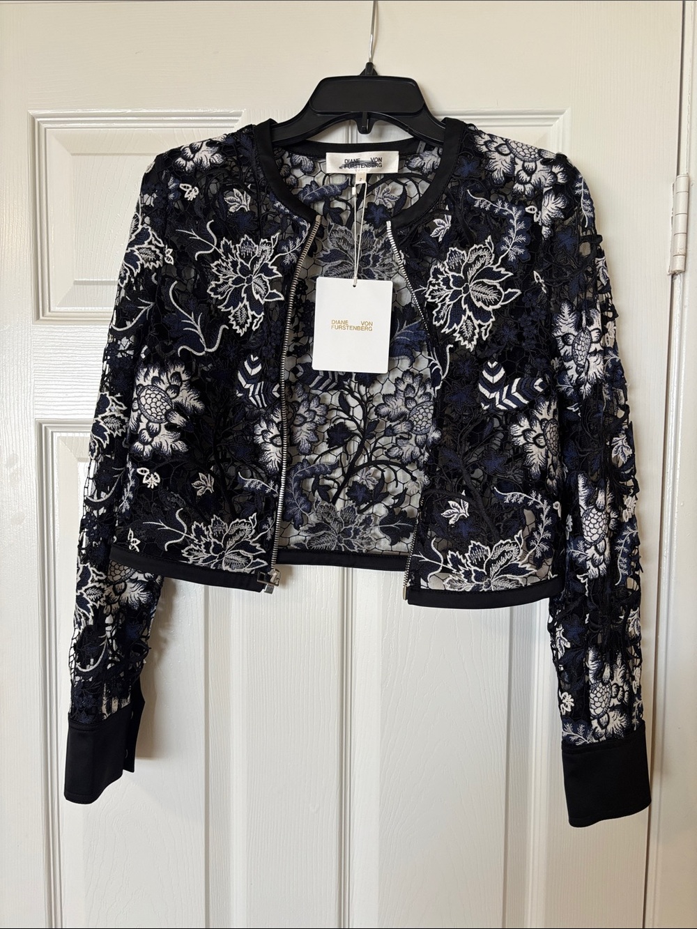 Diane Von Furstenburg Crochet Floral Lace Jacket